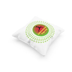 International Yoga Day Text In Yellow -Printed Pillow Covers(Pack Of 2)
