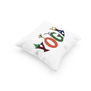Yoga Text In Colourfull -Printed Pillow Covers(Pack Of 2)