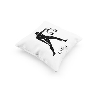 Libra Black Text With Symbol - Printed Pillow Covers(Pack Of 2)