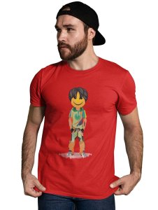 A Young Standing Emoji Boy Printed T-shirt (Red) - Clothes for Emoji Lovers - Foremost Gifting Material for Your Friends and Close Ones