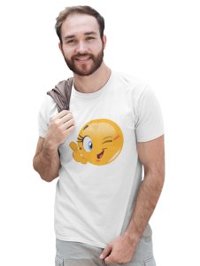 Blink a wink Emoji T-shirt (White) - Clothes for Emoji Lovers -Foremost Gifting Material for Your Friends and Close Ones