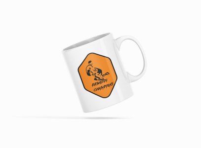 Kabaddi Champions Text In Black - Printed Coffee Mugs For Sports Lovers