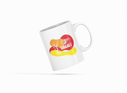 Cricket Text With Player - Printed Coffee Mugs For Sports Lovers