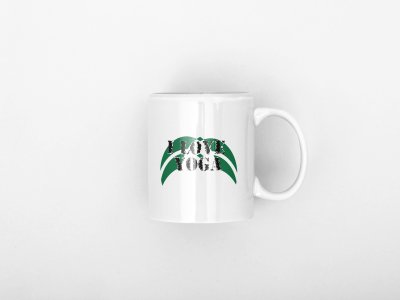 I Love Yoga Text In Black - Printed Coffee Mugs For Yoga Lovers