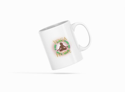 Yoga Home Text In Yellow - Printed Coffee Mugs For Yoga Lovers