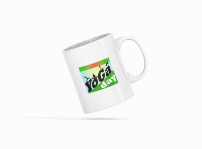 Yoga DayText in Black and white - Printed Coffee Mugs For Yoga Lovers