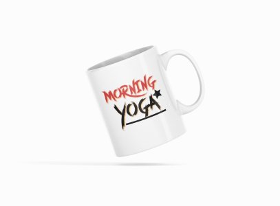 Morning Yoga Text In Red &Black - Printed Coffee Mugs For Yoga Lovers