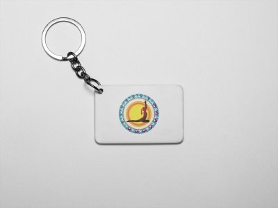 Women Doing Yoga Sun Chakra in background - Printed Acrylic Keychains(Pack Of 2)