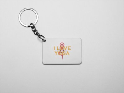 I Love Yoga Text in Yellow - Printed Acrylic Keychains(Pack Of 2)