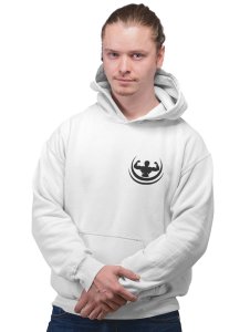 Power, Girl Lifting Weight printed artswear white hoodies for winter casual wear specially for Men