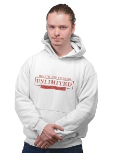 Heath and Fitness, Unlimited (BG Light Brown) printed activewear white hoodies for winter casual wear specially for Men