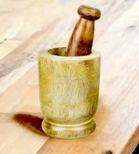 Black Pepper masher/mortar and pestle/okhal and moosal for kitchen (brown)
