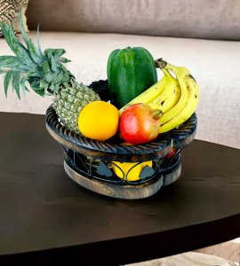 Iron-wooden apple shaped fruit and vegetable basket/ tokri for kitchen and dining table decor