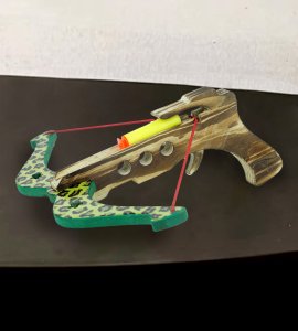 Wooden cheetah printed crossbow archery toy game set with 3 yellow rubbers padded at arrows specially for childrens