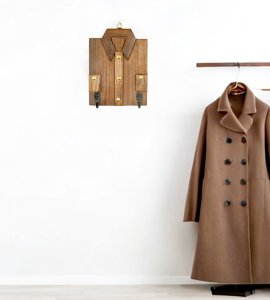 Tshirt shaped wooden hanging keystand / key rack for home and office walls