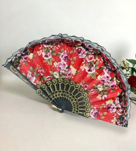 Foldable Japanese wooden quirky hand held fan /pankha specially for ladies (Red)