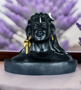 Adiyogi Black marble Mahadev's decorative figurine /murti for home decor and pooja ghar (large)