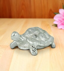 Qualitive brass metal alloy silver tortoise figurine showpiece/ statue for home and office decor (large)