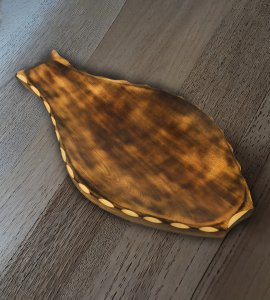 Wooden leaf shaped handcrafted starter tray/ food server plate designed like fish with flat surface for kitchens