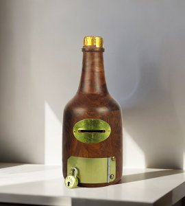 Wine bottle shape handcrafted money bank /gullak for kids with a coin slot