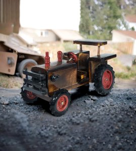 Wooden shining red wheels based tractor toy game for toddlers & childrens (collectible item)