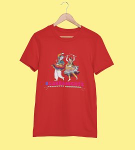 Garba Nights printed unisex adults round neck cotton half-sleeve red tshirt specially for Navratri festival/ Durga puja