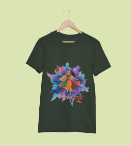 Shubh Navratri blasting colours printed unisex adults round neck cotton half-sleeve green tshirt specially for Navratri festival/ Durga puja