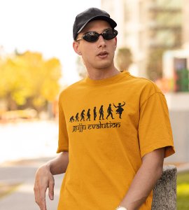 Gujju evaluation printed unisex adults round neck cotton half-sleeve yellow tshirt specially for Navratri festival/ Durga puja