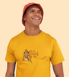 Budhai par acchayi printed unisex adults round neck cotton half-sleeve yellow tshirt specially for Navratri festival/ Durga puja