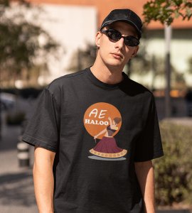 Ae Haloo printed unisex adults round neck cotton half-sleeve black tshirt specially for Navratri festival/ Durga puja