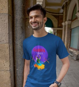 Garba vibes printed unisex adults round neck cotton half-sleeve blue tshirt specially for Navratri festival/ Durga puja