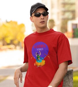Garba vibes printed unisex adults round neck cotton half-sleeve red tshirt specially for Navratri festival/ Durga puja