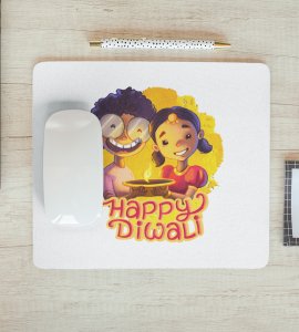 Sibling Love Diwali Mouse Pad - Happy Diwali, Brother & Sister Bond
