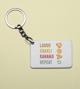 Festive Feast Keychain - Ladoo, Chakli, Karanji & Repeat(Pack Of 2)