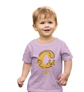 Cute cat, Boys Cotton Text Print Tshirt (purple) 