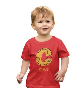 Cute cat, Boys Cotton Text Print tshirt (red) 