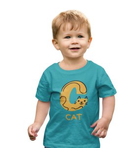 Cute cat, Boys Cotton Text Print tshirt (teal) 