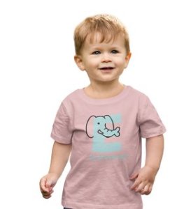 Elephantastic, Boys Round Neck Blended Cotton Tshirt (baby pink)