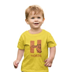 Homely Horse, Boys Round Neck Printed Blended Cotton tshirt (yellow)