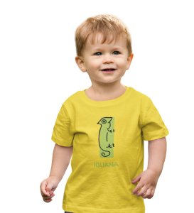 Intelligent Iguana, Boys Printed Crew Neck tshirt (yellow)