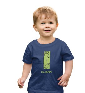 Intelligent Iguana, Boys Printed Crew Neck tshirt (Navy blue)