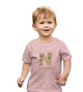 Naughty Nutria, Boys Round Neck Blended Cotton Tshirt (baby pink)