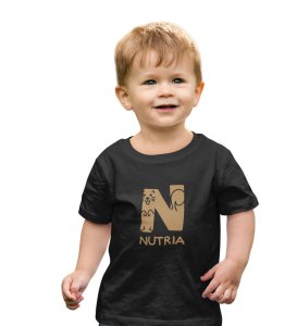 Naughty Nutria, Boys Round Neck Blended Cotton Tshirt (black)
