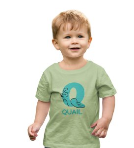 Quacky Quail, Boys Round Neck Blended Cotton tshirt (olive)
