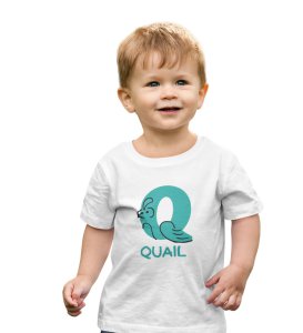 Quacky Quail, Boys Round Neck Blended Cotton tshirt (white)
