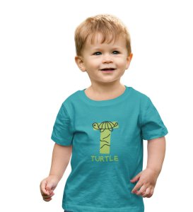Talking Turtle, Boys Round Neck Printed Blended Cotton tshirt (teal)