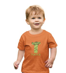 Talking Turtle, Boys Round Neck Printed Blended Cotton Tshirt (orange)