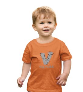 Vulture, Boys Round Neck Printed Blended Cotton Tshirt (orange)