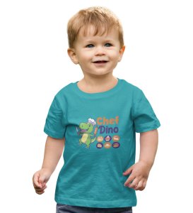 Chef Dino, Printed Cotton Tshirt (Red) for Boys