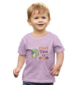 Chef Dino, Printed Cotton T-shirt (Purple) for Boys